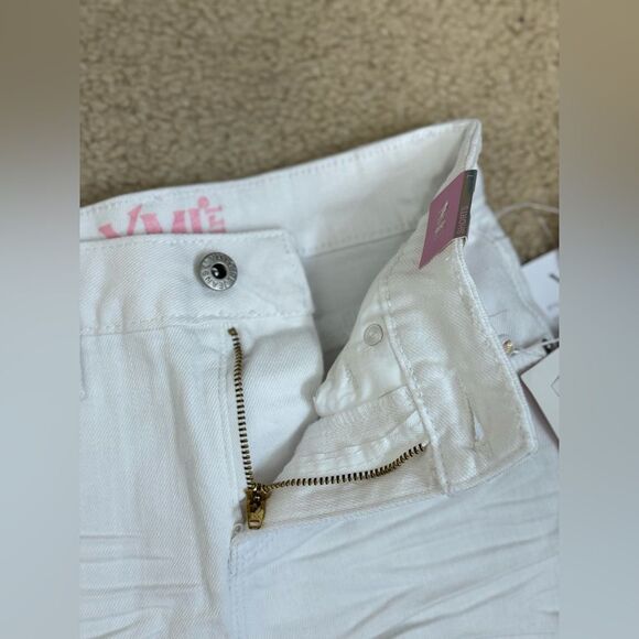 NWT Yumi White Denim High Waisted Destructed Shorts Girls Sz 7 - Picture 3 of 6